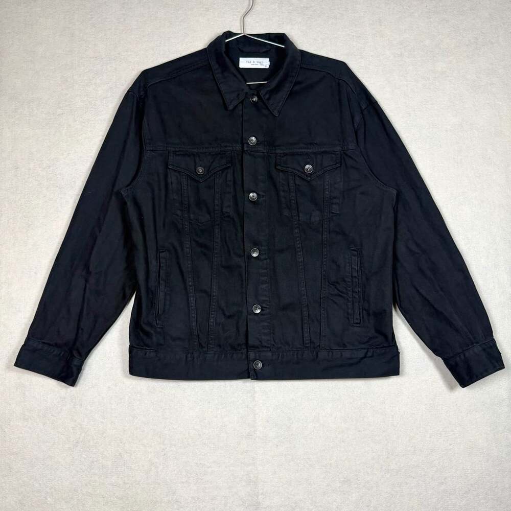Rag & Bone Denim Jacket Mens Size S Definitive Black Cotton Trucker Outerwear
